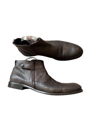 John Varvatos dark brown leather side zip ankle boots